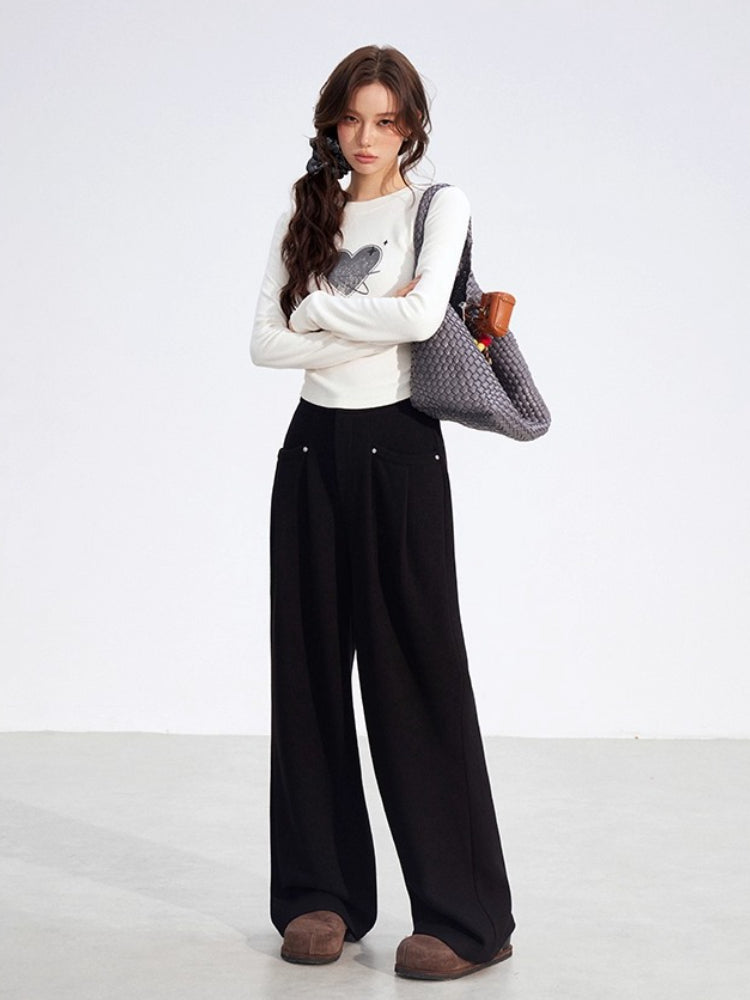 Chenille Fleece Wide-Leg Pants