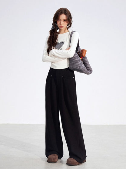 Chenille Fleece Wide-Leg Pants