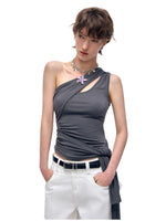 Irregular Slanted Single Shoulder Vest