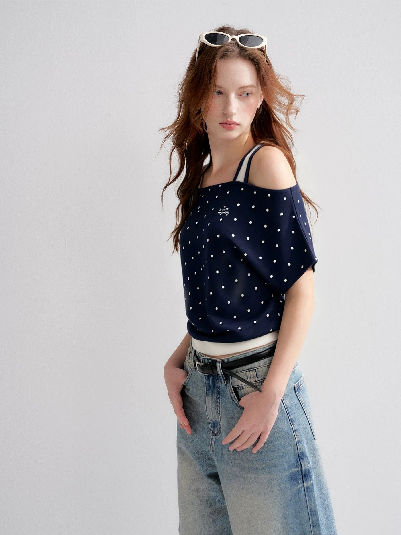 Polka Dot Contrast Top