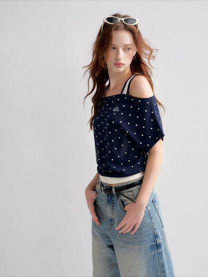 Polka Dot Contrast Top