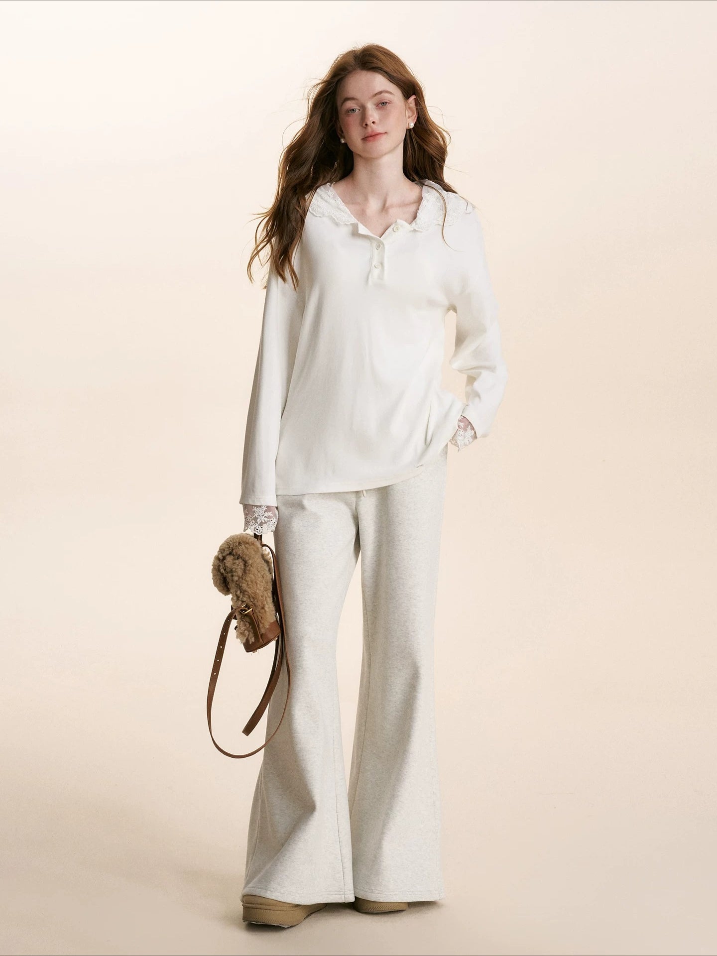 Lace Hooded Long-Sleeve T-Shirt