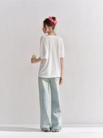 Rhinestone Pear Print Draped T-shirt