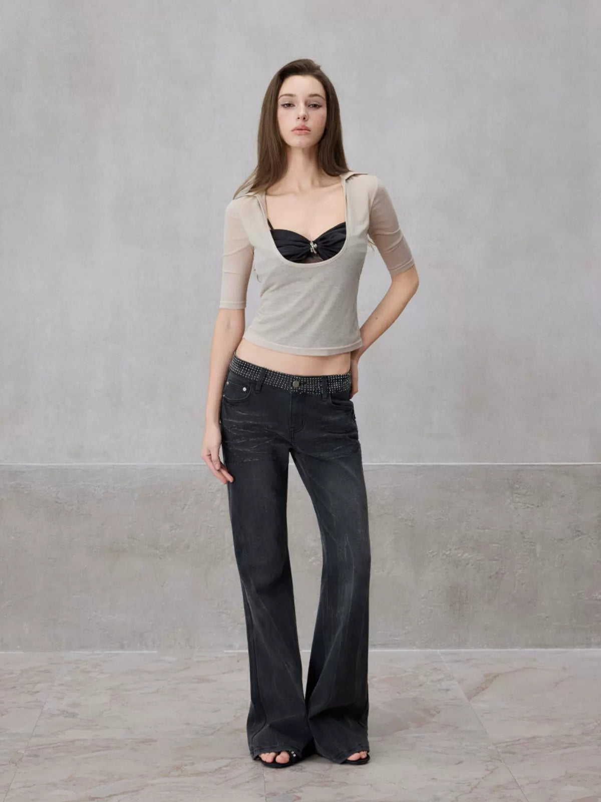 U-Neck Contrast Top