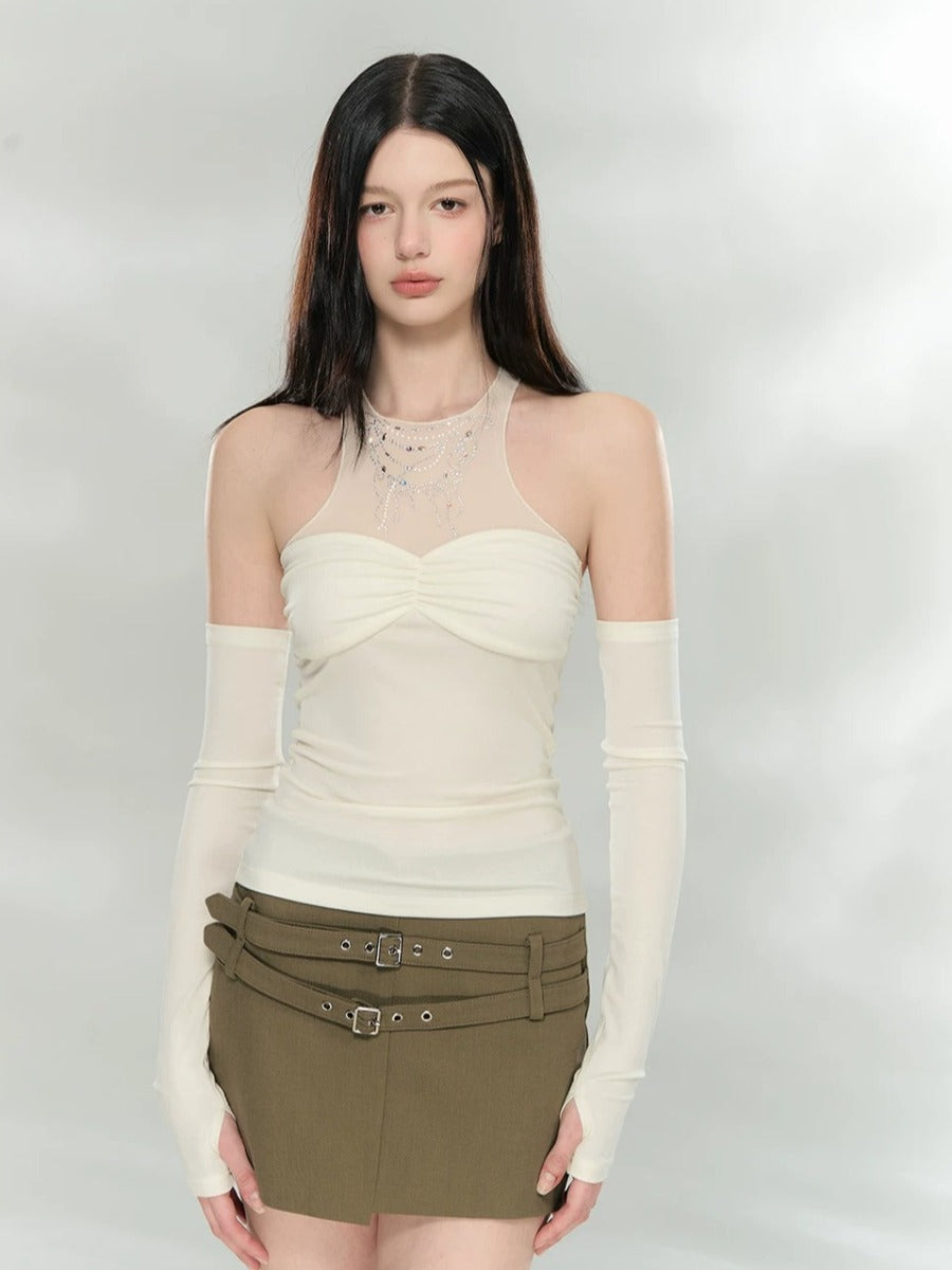 Asymmetric Belt Mini Skirt
