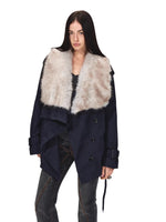 Navy Blue Suede Trench Coat