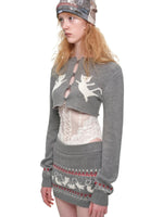 Fair Isle Jacquard Knit Cardigan & Skirt Set