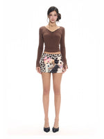 Lace Panel Slim Knit 2-in-1T-shirt