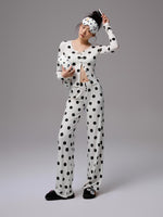 Contrast Polka Dot Lace-Trim Wireless Bra Two-Piece Set