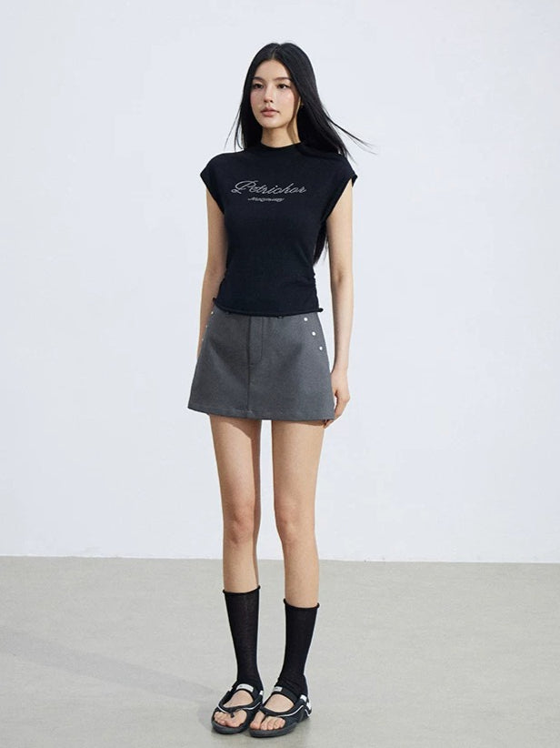 Rolled Hem Knit Top