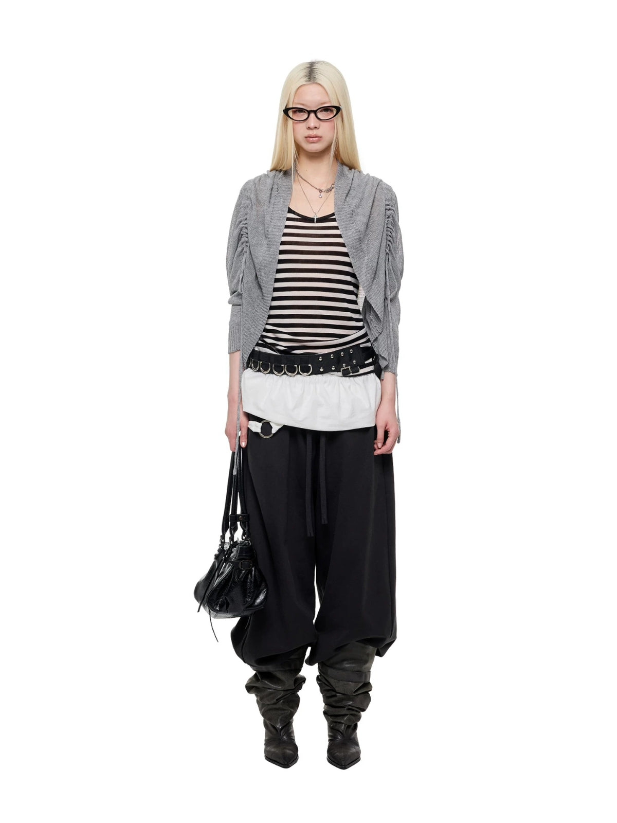 Korean Drawstring Knit Cardigan