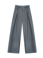 Plaid Trim Bow Detail Trousers
