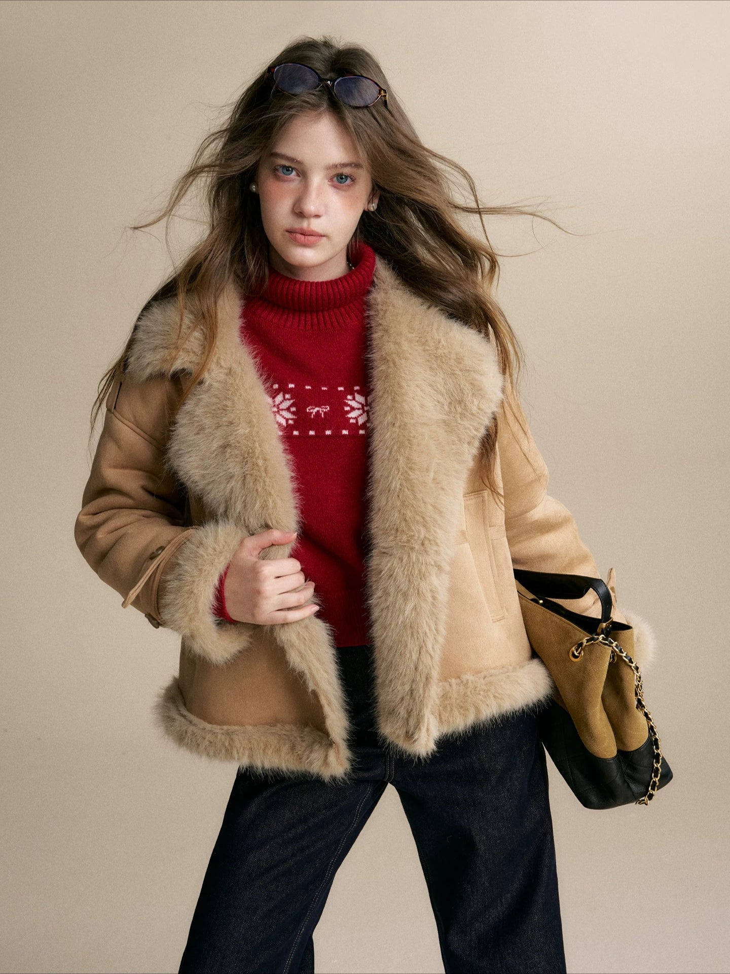 Faux Shearling Suede Jacket