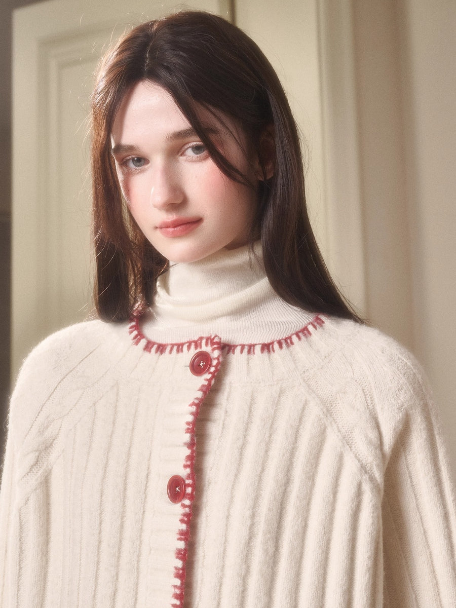 Latitude 69° Wool Contrast Trim Knit Sweater Set