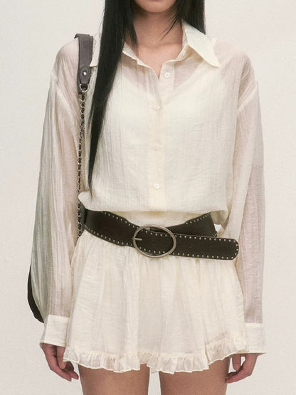 White Relaxed Shirt &amp; Skirt Set