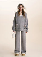 Embroidered Knit Lounge Set