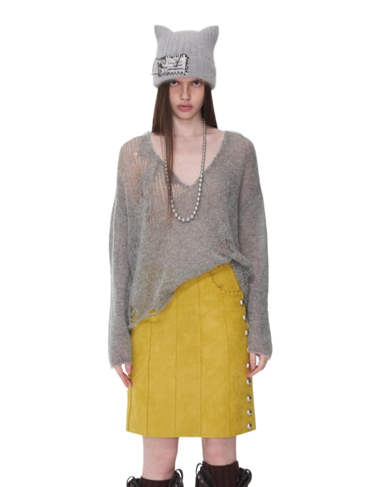 Mohair Star Cutout Sweater