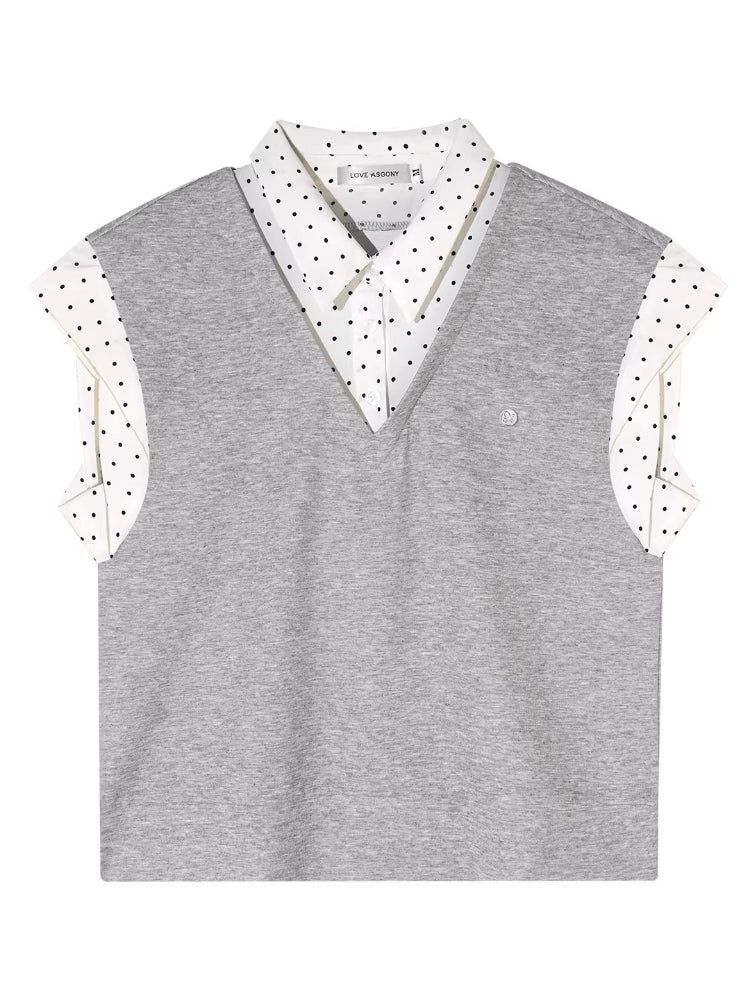 Contrast Polka Shirt