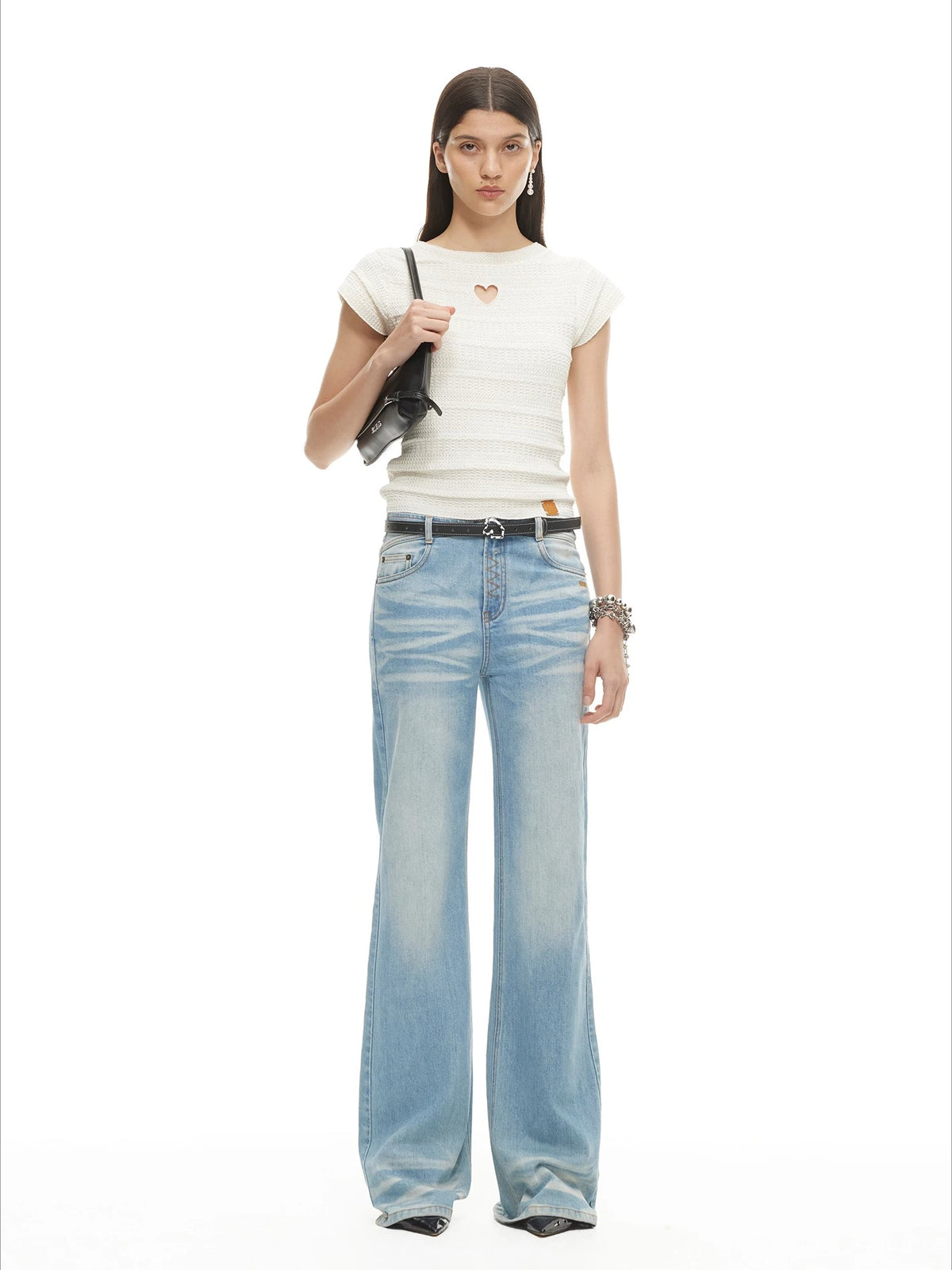 Heart Cutout Linen Tee