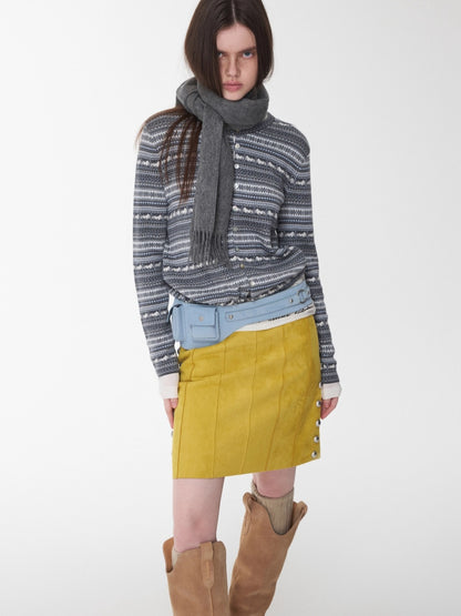 Suede Studded A-Line Skirt