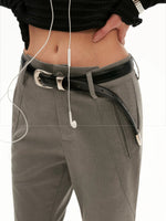 Asymmetric Waist Cropped Flared Suit Pants