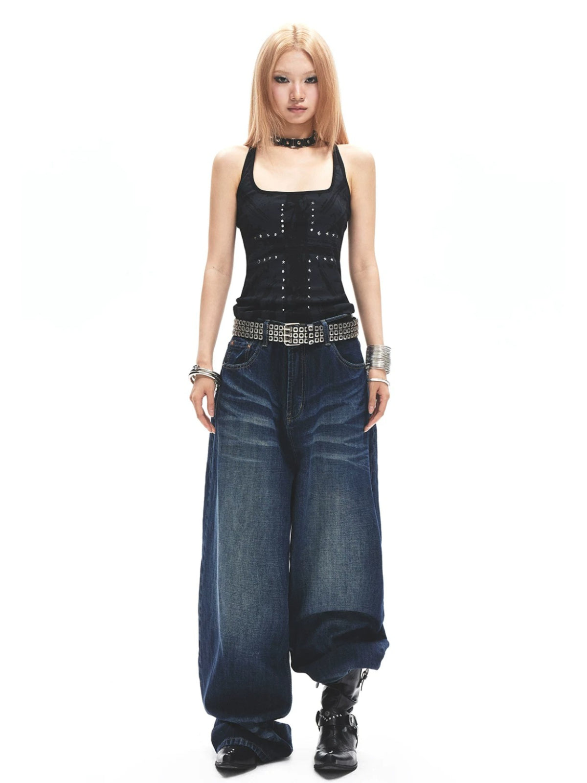 Studded Square Neck Halter Top