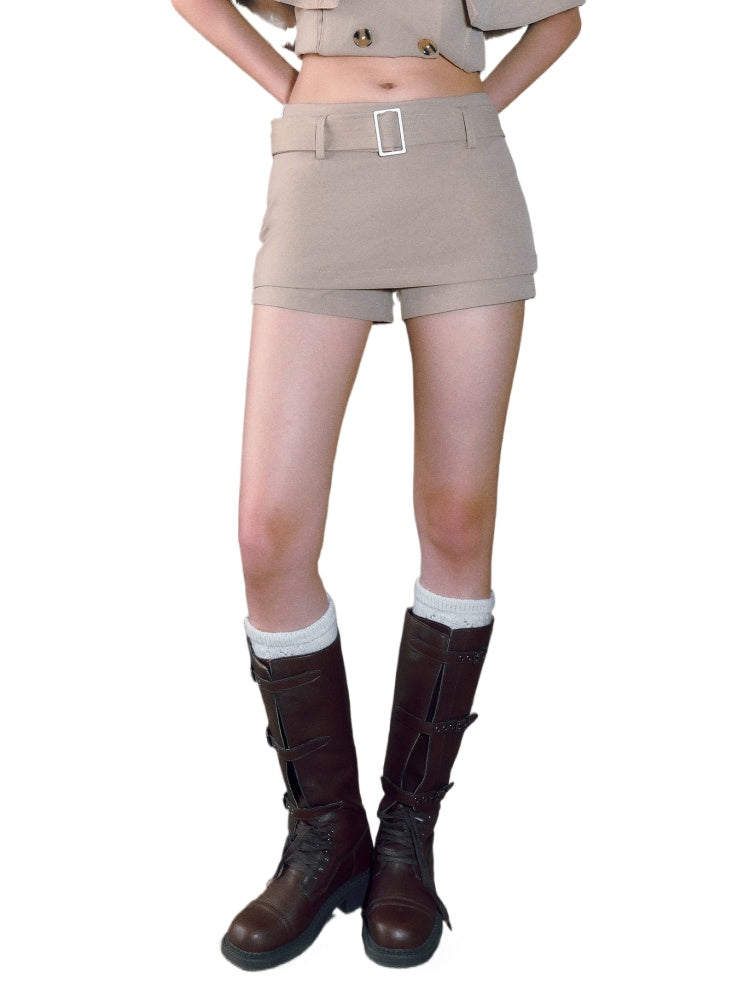 Belted A Line Skort