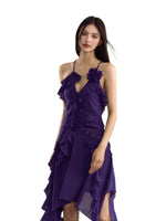 Rose Ruffle Irregular Hem Camisole Dress