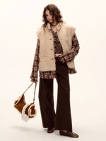 Reversible Suede Drawstring Shearling Vest