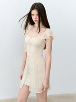 Tie-Neck Chiffon Mini Dress