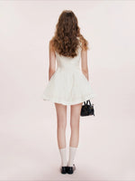 Flocked Bow A-Line Dress