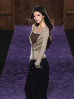 Faux Two-Piece Knit Top