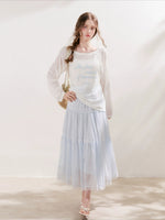 Lace Gauze Midi Skirt