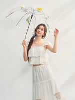 Soft Flutter Sleeve Blouse & Skirt Set