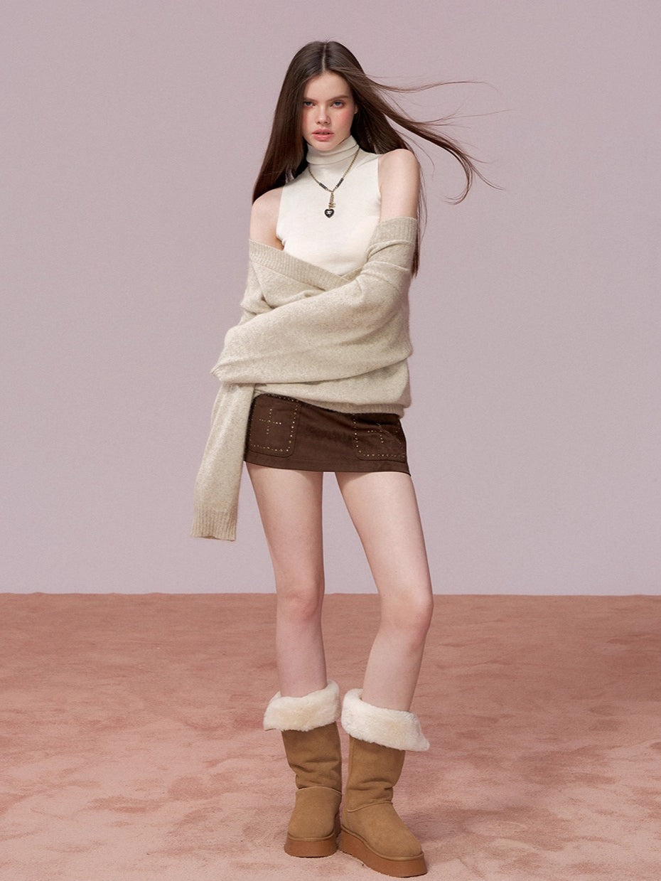 High Neck Sleeveless Knit Top