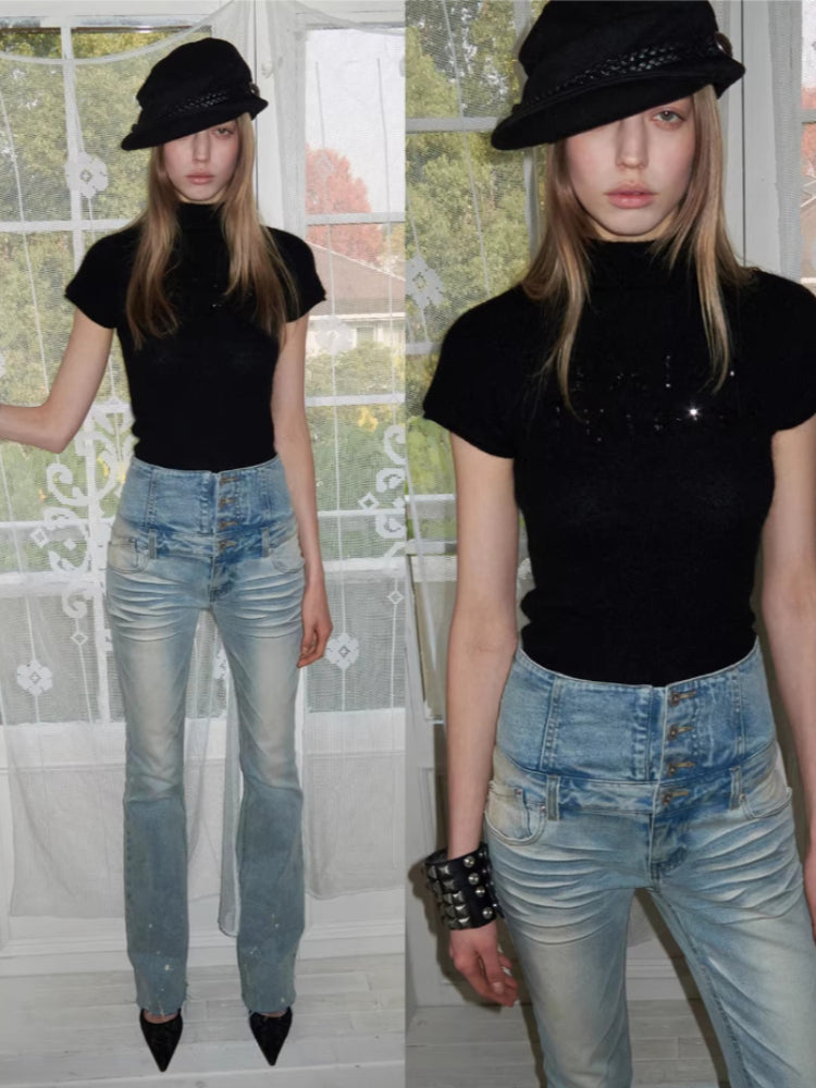 Mohair Sequin Knit Top