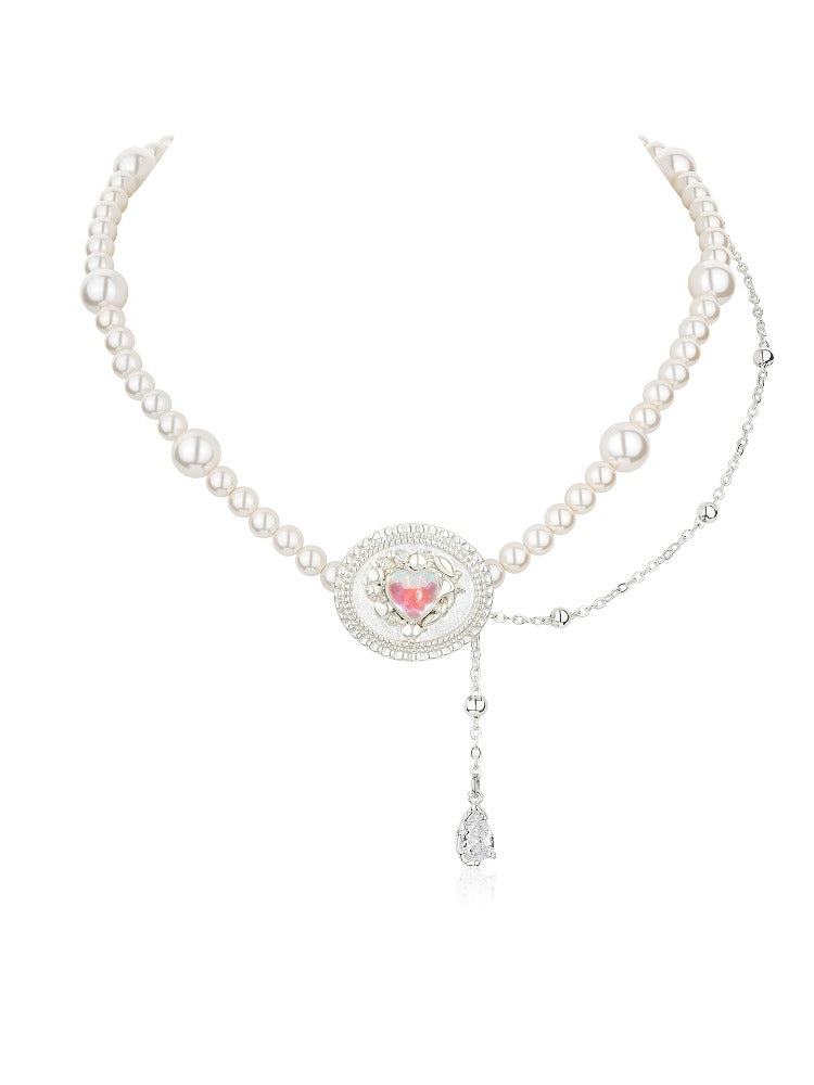 Opal Pearl Heart Necklace