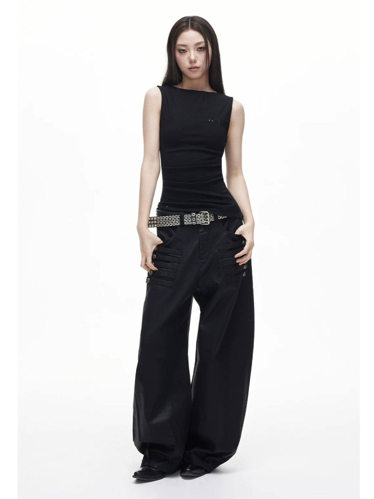 Asymmetric Ruched Halter Top