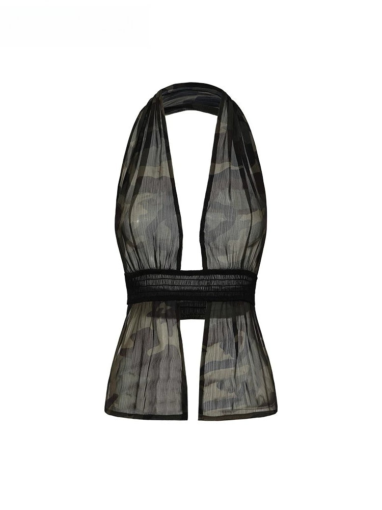 Sheer Organza Halter Top