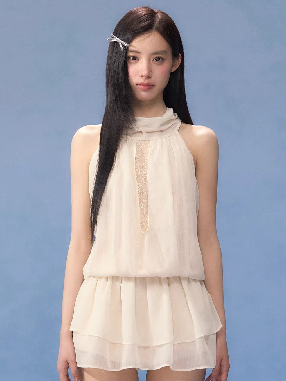 White Halter Lace Dress