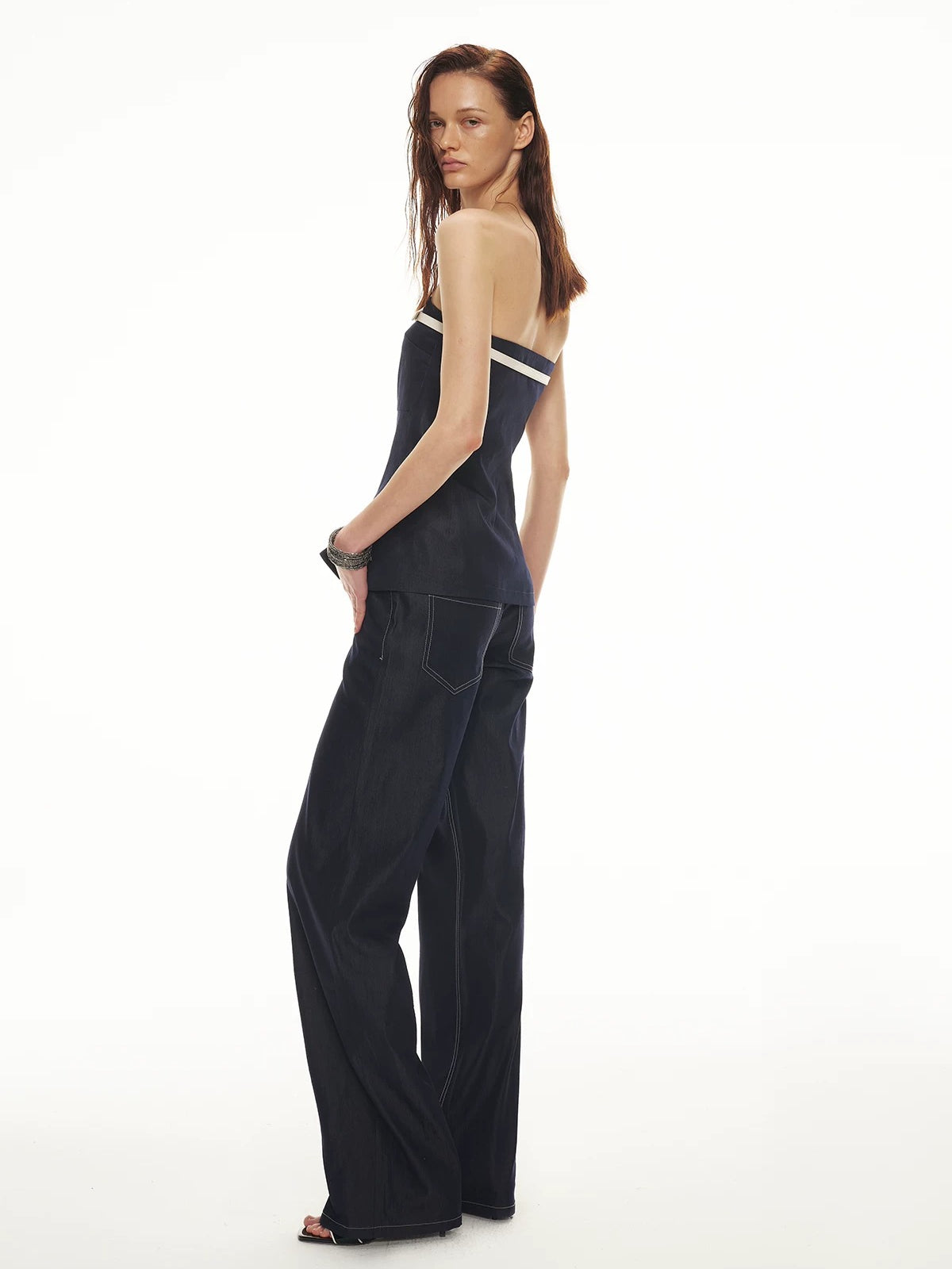 Denim Bustier Pants Set