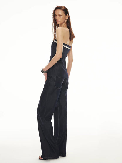 Denim Bustier Pants Set