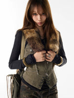 Fur Collar Vest