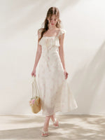 Rose Print Lace Maxi Dress
