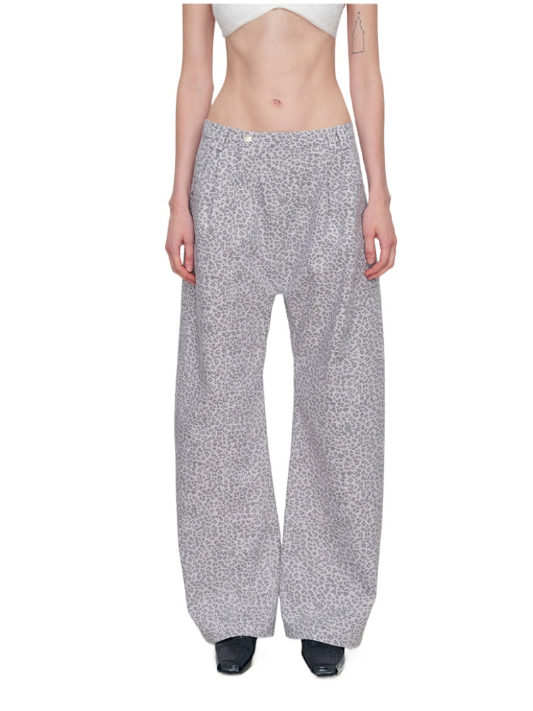 Low-Rise Drop-Crotch Loose Wide-Leg Pants