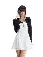 Bow Tube Dress & Cardigan Set