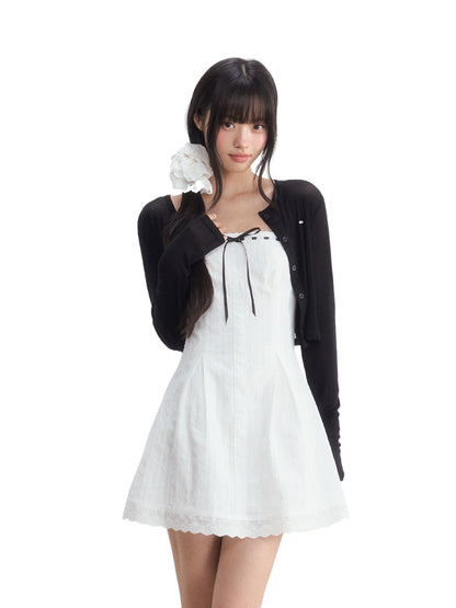 Bow Tube Dress &amp; Cardigan Set