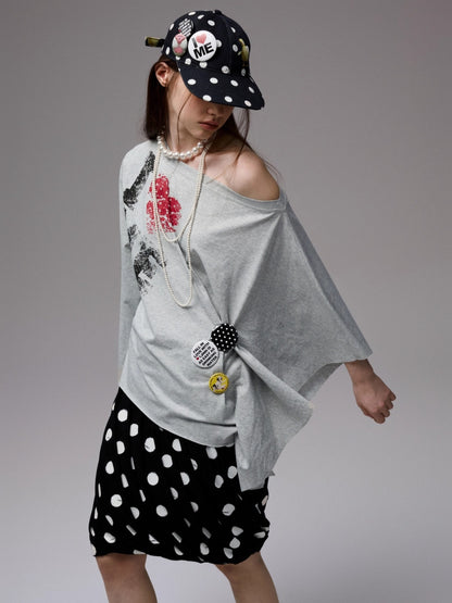 Badge Polka Dot Canvas Baseball Cap