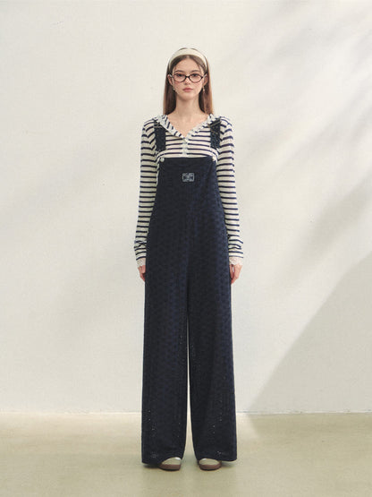 Striped Color-block Lace Spliced T-Shirt