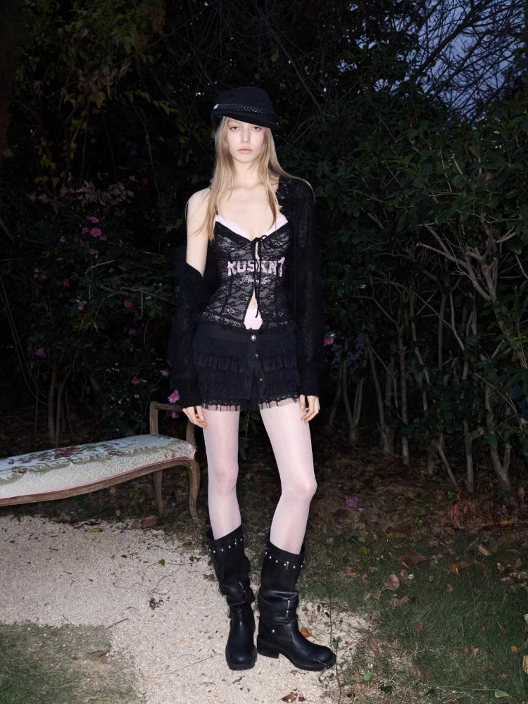 Lace Print Corset Top